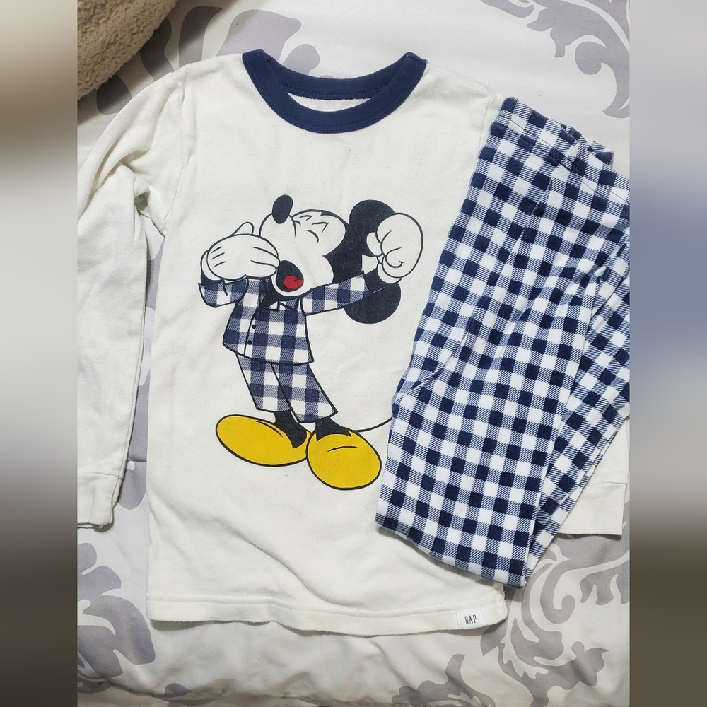Disney Kids Pajamas - Cream and Blue Mickey Mouse Set
